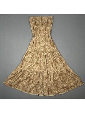 Wet Seal Strapless Dress Gold Paisley Y2K